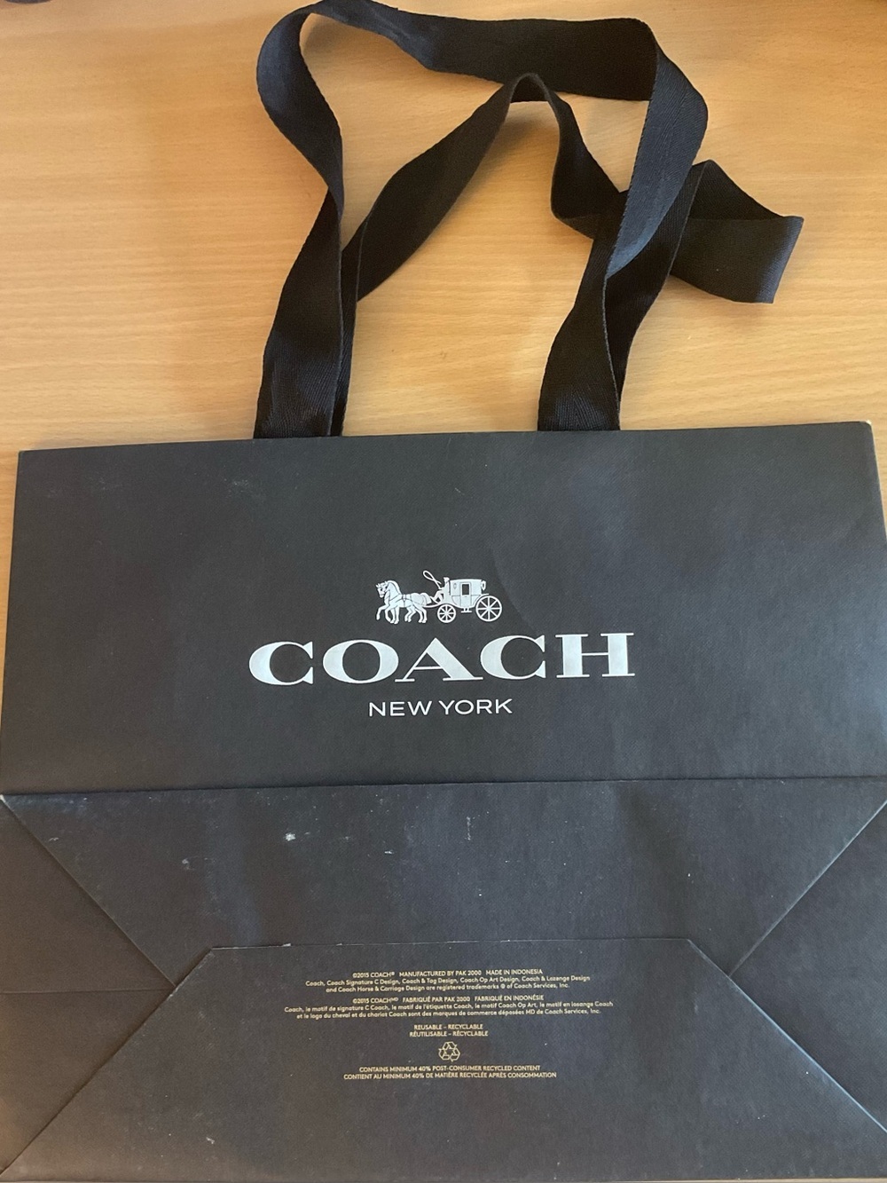 Coach Black Paper Shopping Tote with Logo - Picture 3 of 10